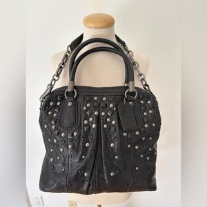 Coach Black Studded Leather Shoulder Bag